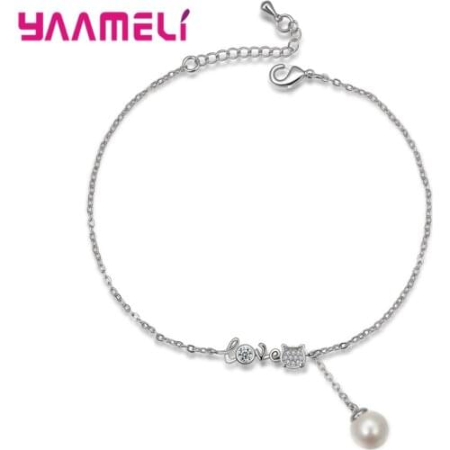 Fashion Wholesale 925 Sterling Silver Charater Love and Cute Cat Water Pearl Pendant Necklace For Women Girl Wife Anniversary