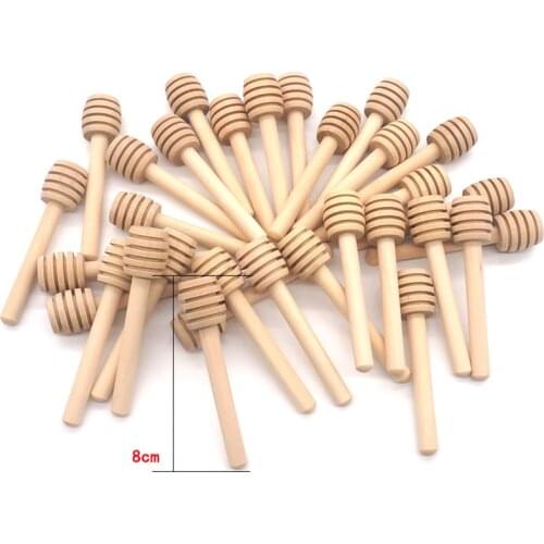 5Pcs/Lot 8cm Long Handle Wood Honey Stir Bar Practical Honey Mixing Stick Jar Spoon Supplies For Coffee Milk Tea Kitchen cocina