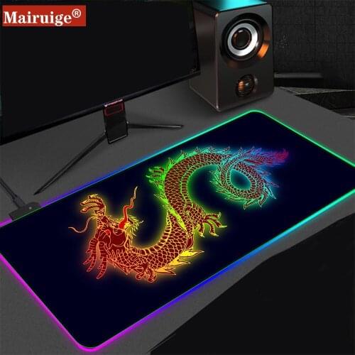 Mairuige Personalized Dragon RGB Mouse Pad Gaming Keyboard Pad XXL Home Desk Pad Led Non-slip Natural Rubber Pad Promotion