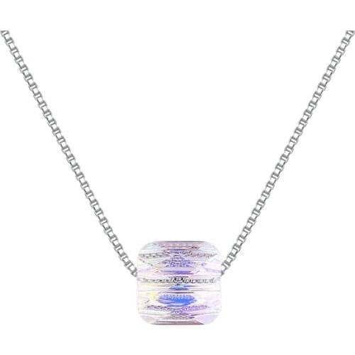 BAFFIN Flat Mini Square Bead Necklace Pendant Crystals From Swarovski For Women Wedding Jewelry Silver Color DIY Chain Collars