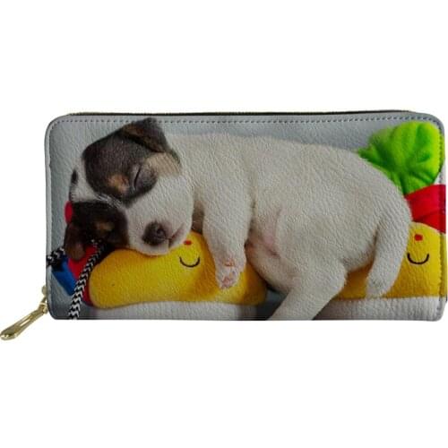 INJERSDESIGNS Luxury Lady Leather Purse Cute Dog Printing Wallet Fashion Ms Clutch Female Card Holder Phone Money Bags for Women