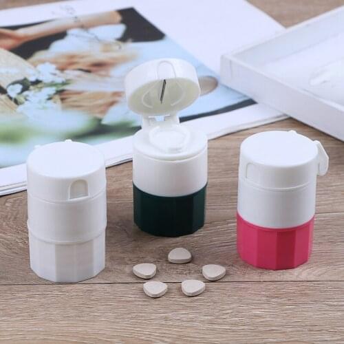 Grinder Splitter Tablet Cutter Divider Storage Case Pill Box Cutting Tablets Pill Cutter Medicine Crusher 3Colors