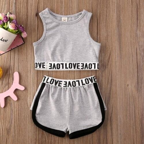 Kids wear summer sleeveless vest + sports shorts two-piece letter printed boy girls clothes hot sale 1-5 y baby Quality clothing