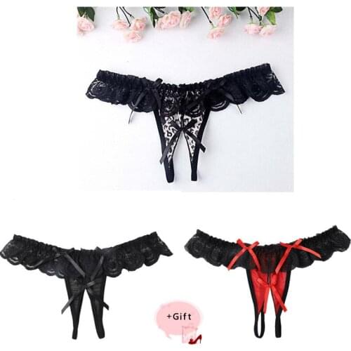 Sexy panties Hollow Bow lace embroidery G-String Thong transparent Underwear Sexy Panties For women Couple Bikini Panties New