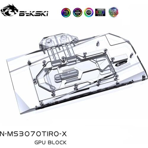 Bykski Gpu Water cooling For MSI Geforce RTX 3070/3060TI GAMING X TRIO,ARGB Full Cover Copper Water cooler Block, N-MS3070TRIO-X