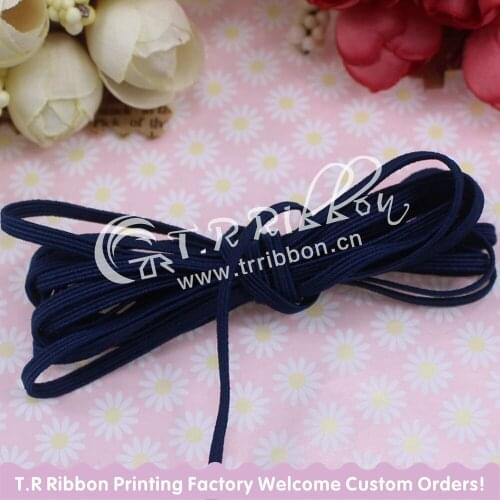 Top quality! 1/8" 3mm Skinny Elastic Ribbon #370 navy color, headwear accessaries 200yards per roll wholesale