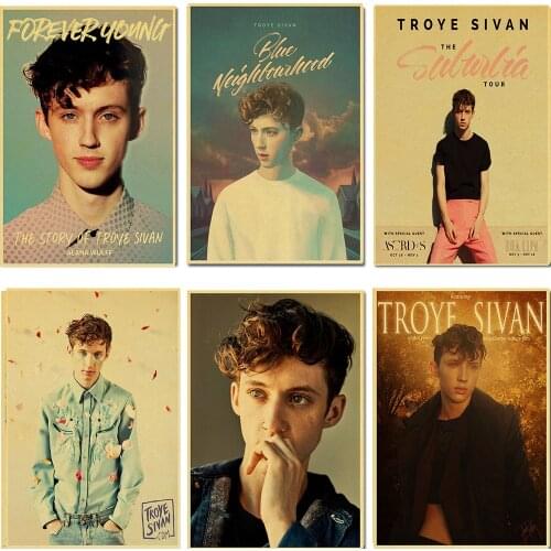 WTQ Canvas Painting Singer Troye Sivan Retro Poster Wall Decor Wall Art Picture for Living Room Decoration Home Deco