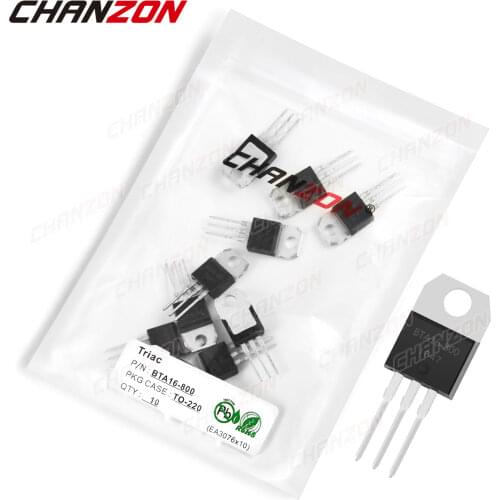 10Pcs BTA16-800 TO-220 BTA16 Triac SCR Transistor Bipolar Junction BJT Triode Tube Fets Thyristor 16A 800V Integrated Circuits