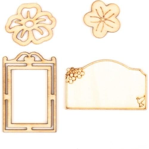 Flower Frame Pattern Wooden Scrapbooking Collection Craft Handmade DIY Accessory Home Decoration DIY 20-45mm 20pcs