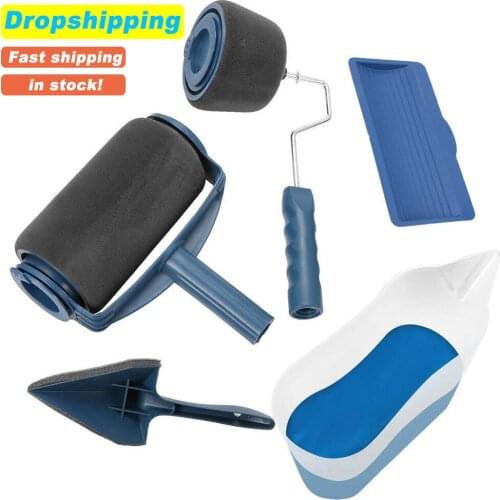 5/8/9pcs Paint Runner Roller Brush Handle Tool Flocked Edger Office Room Wall Painting Home Tool Roller Paint Brush Tools Set