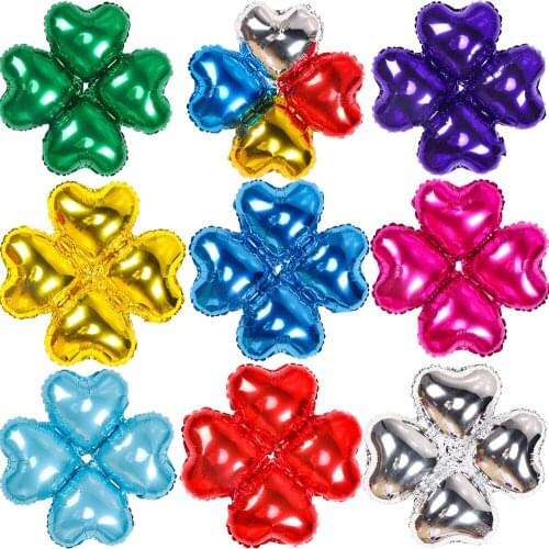 5 Pcs Lucky four-leaf clover balloon birthday party Halloween Christmas mall opening wedding decoration aluminum foil balloon