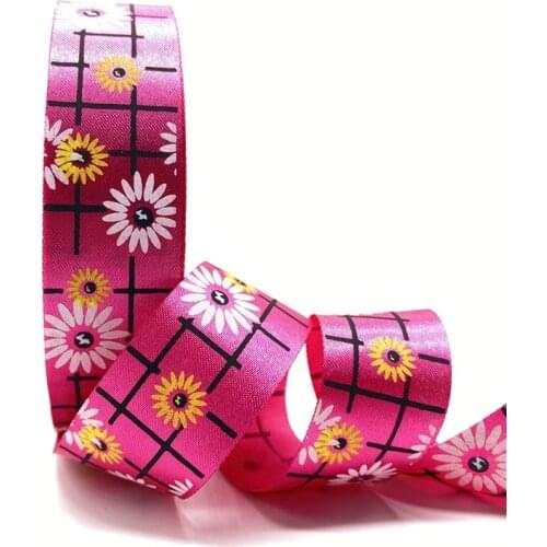 5Yards 25mm Printed Small Gloral Pattern Segment With Christmas Ribbon Used For Christmas Decoration DIY Sewing Fabric #08