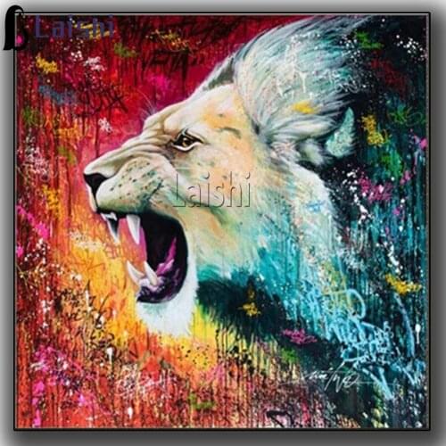 5D Diamond Painting Graffiti Lion head art Cross Stitch Diamond Mosaic Picture Of Rhinestones Full Square round Embroidery Art