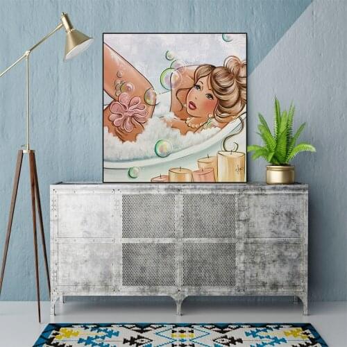 5D DIY Diamond Painting Fat Lady Cross Stitch Full Round Diamond Embroidery Bathroom Woman Mosaic Rhinestone Icon Home Decor