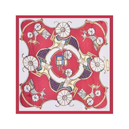 60*60cm Classic Carriage Pattern Retro All-match Fashion Womens Silk Scarf women