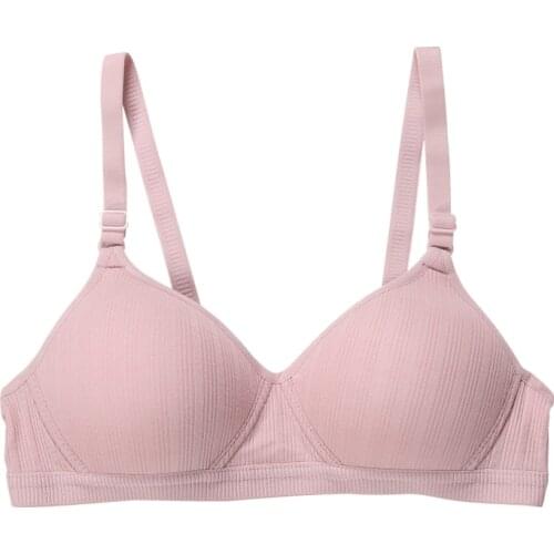 Ladies' Fashion Elegant Triangle Cup Seamless Smooth Cotton Thin Bra Wirefree Push-Up Gathering One-Piece Bralette Underwear