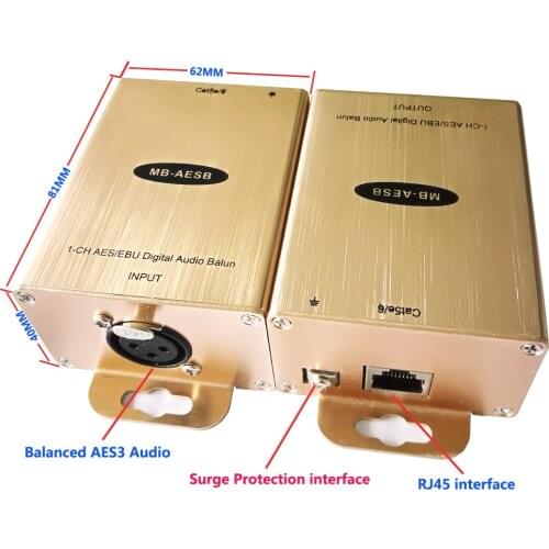 Digital Audio Adapter AES/EBU Audio to RJ45 Converter Balanced Audio Over Cat5