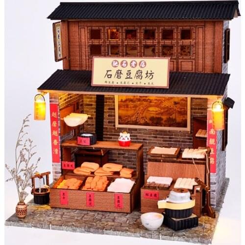 Chinese style DIY cabin antique building villa shop model wooden hand-assembled attic material creative gifts