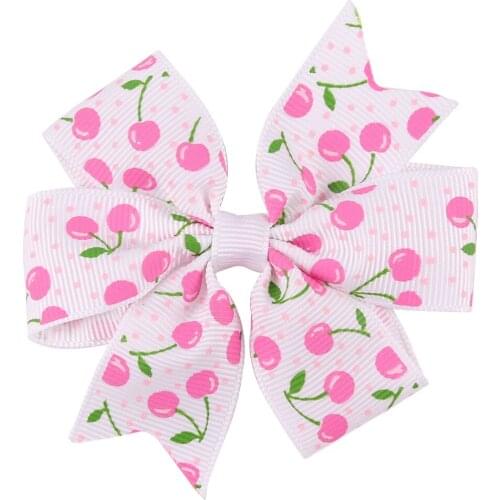 8.5cm Childrens swallow tail bow hair clip cartoon chery fruit zebra dots stars skull leopard printed hair bowknot retail