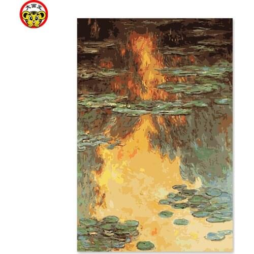 Diy digital oil painting by numbers drawing hand painted picture Wall Decor pictures for living room Monet water lily lotus leaf