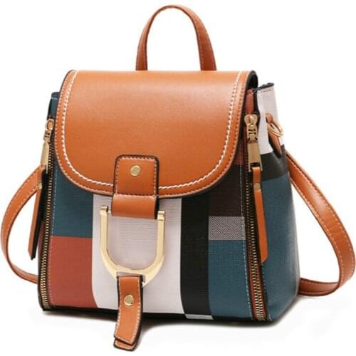 Designer Backpacks Women PU Leather Backpacks Female School Bag for Teenager Girls Laides Travel Back Bag Colorful Retro Bagpack