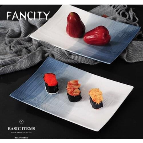 FANCITY Restaurant creative tableware simple ceramic rectangular western plate sushi plate breakfast plate fruit plate cake