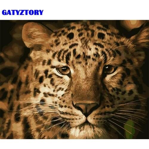 GATYZTORY Frame Leopard Diy Oil Painting By Numbers Animals Acrylic Paint On Canvas Hand painted Unique Gift For Home Decoration