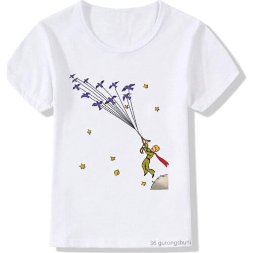 Kawaii Little Prince Cartoon Print Kids Clothes Summer Tops Casual T Shirt Vogue Funny Children Clothing Boys/girls T-shirt