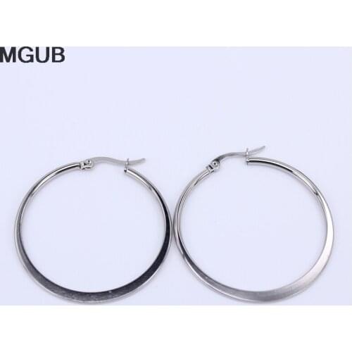 MGUB Stainless steel 20-70MM diameter Classic Fashion Charm Gold Color Round Circle Hoop Earrings For Women gift LH614