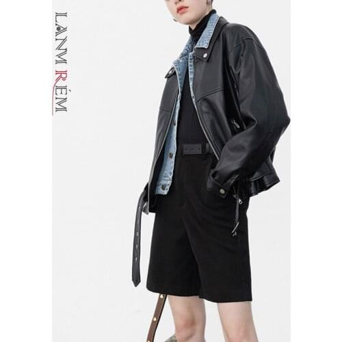 LANMREM Womens Fashion Leather Jackets