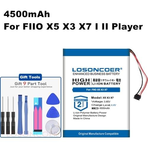 LOSONCOER for FIIO X1 X5 X3 X7 II III 2 3era Player Li-po Polymer Rechargeable Accumulator Pack Replacement Battery 4500mAh