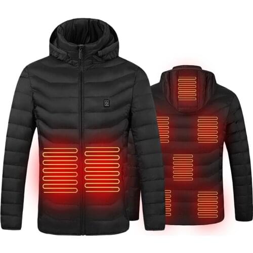 Men 9 Areas Heated Jacket USB Winter Outdoor Electric Heating Jackets Warm Sprots Thermal Coat Clothing Heatable Cotton jacket