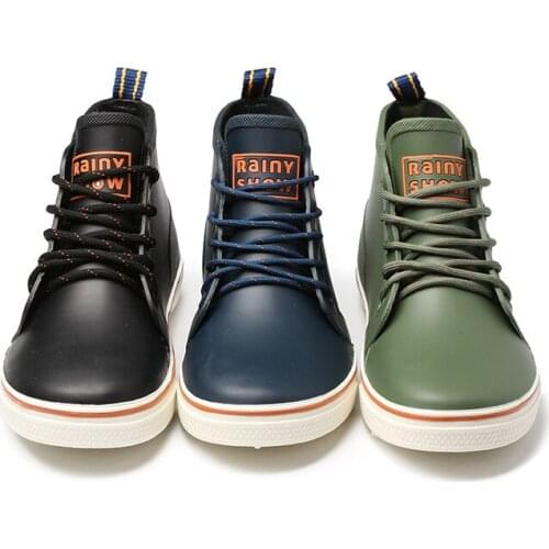 Men and women boots mens fashion shoes womens casual shoes Korean version water shoes solid color boots couple shoes 36-44