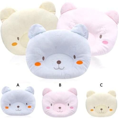 Bear Soft Cotton Lovely Cartoon Anti-rollover Head Positioner Sleep Shaping Pillow For Newborn Infant Baby Pillow 3 Colors