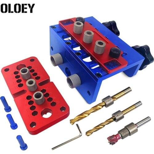 Woodworking Drill Guide Set Log Tenon Hole Puncher Locator Dowelling Jig Self Tighten Clamp Dowel Tenon Punching Carpenter Kit