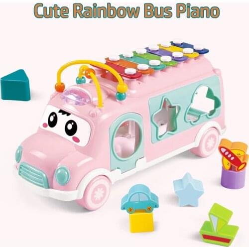 New Music Bus Toy Instrument Xylophone Piano Lovely Beads Blocks Sorting Learning Educational Baby Toys For Children