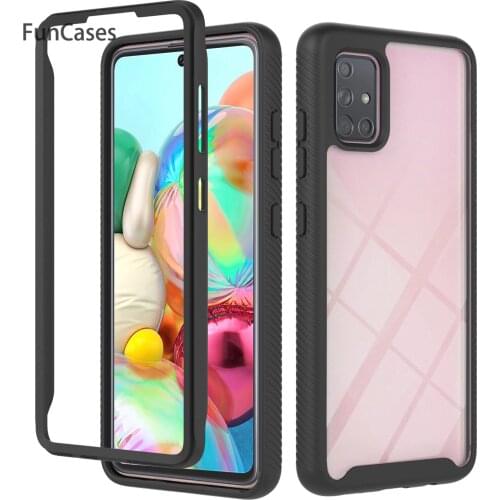 Half Wrapped Cases For etui Samsung A71 4G Solid Color sFor Samsung Galaxy estojo A715 PET Film And Back Phone Cover Carcaso
