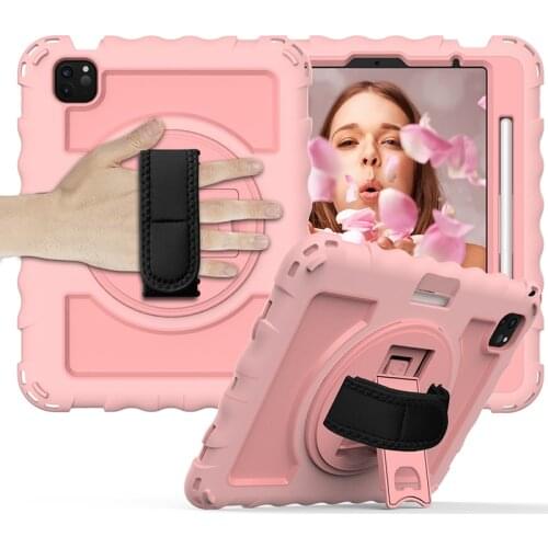 Shockproof Case for iPad Air 4 Durable Cover with Rotatable Stand Hand Strap for iPad Pro 11 2020 2018 Silicone Case