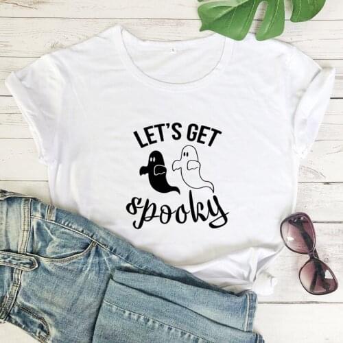Lets Get Spooky T-shirt Funny Ghost Halloween Party Gift Tshirt Cute Women Graphic Holiday Fall Top Tee Shirt Dropshipping