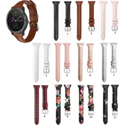20mm 22mm Slim Genuine Leather Band Strap for Garmin Vivoactive 3 Music for Garmin Venu Sq Watchband accessories