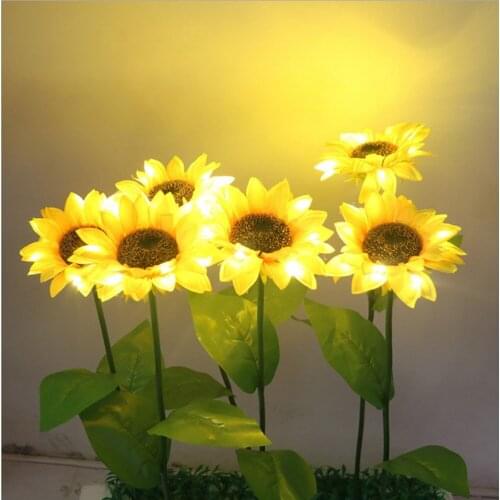 Solar Powered Sunflower Light waterproof Outdoor Solar Flower garden light For Landscape Lawn Path Lighting Decoration