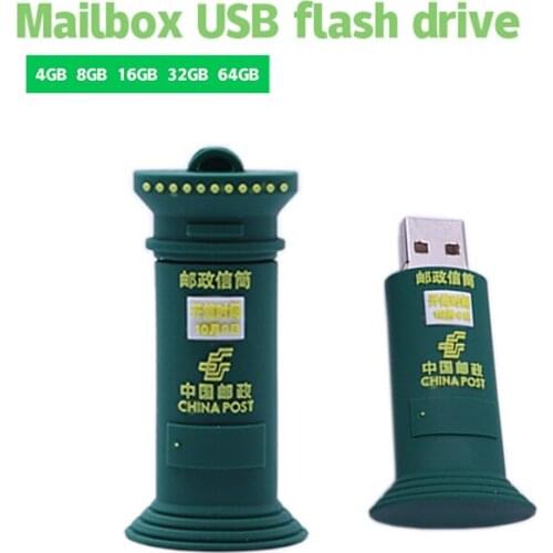 Pendrive 128gb cute postbox usb flash drive 4gb 8gb 16gb 32gb cartoon mailbox memory stick creative gift pen drive usb2.0 stick