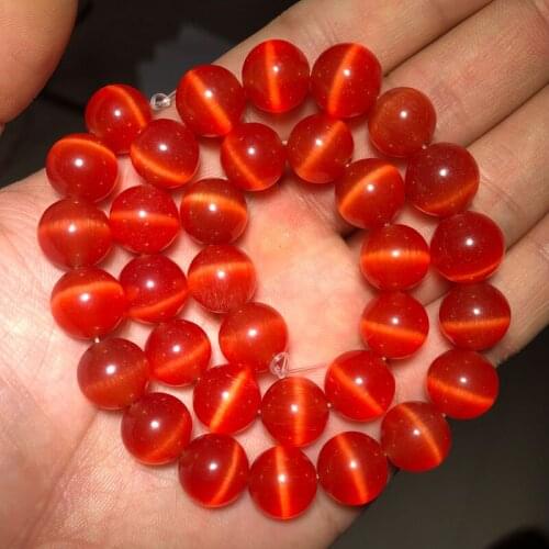 YHBZRET Red Cat Eye Opal Natural Stone Round charm Loose Spacers beads for Jewelry making bracelets Necklace DIY 4/6/8/10/12MM
