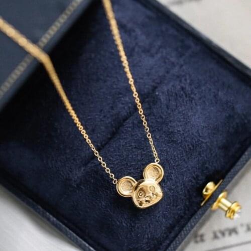 YUN RUO 2021 18 K Gold Plated 3 D Mouse Pendant Necklace Fashion 316 L Stainless Steel Jewelry Woman Birthday Gift Never Fade