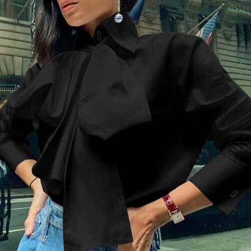 Celmia Women Bow Tie Elegant Shirt 2021 Spring Long Sleeve Fashion Tops Lapel Casual Office Shirts Plus Size Blusas Femininas