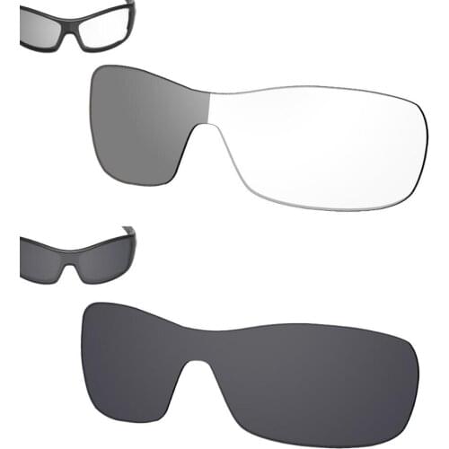 SmartVLT 2 Pieces Sunglasses Replacement Lenses for Oakley Antix -Eclipse Transition Photochromic and Solid Black