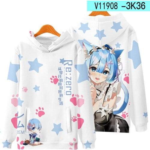2021 Re:Zero Natsuki Subaru Cosplay Hoodie Women Men Harajuku Sweatshirt hip hop Hooded Casual Sportswear Pullover Clothes