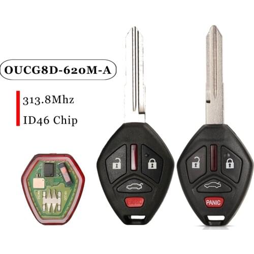 313.8MHz 4 Buttons Keyless Remote Car Key Fob Shell Case with ID46 Chip OUCG8D-620M-A for Mitsubishi EclipseEc2007-2012