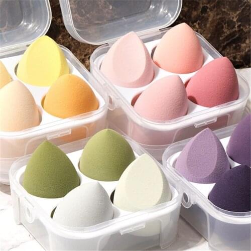 4pcs Makeup Sponge Powder Puff Dry and Wet Combined Beauty Cosmetic Ball Foundation Powder Puff Bevel Cut Make Up Sponge Tools