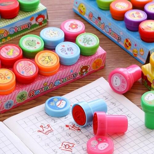 500packs,10pcs/pack Round Fun Cute Panda Child DIY Scrapbook Kids Stamp Cartoon Rubber Stamps Scrapbooking Reward Toy